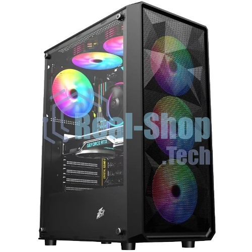 Компьютерный корпус 1STPLAYER FD3 Black, ATX, 4x120мм LED fans inc.