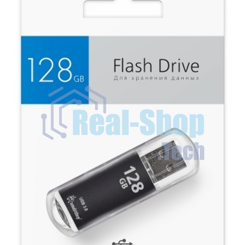 Флешка USB Smartbuy V-Cut Black (SB128GbVC-K3), 128Gb, USB 3.0, R/W 75/30, черный