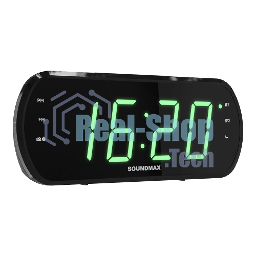 Радиочасы Soundmax SM-1562U (черный с зеленым)