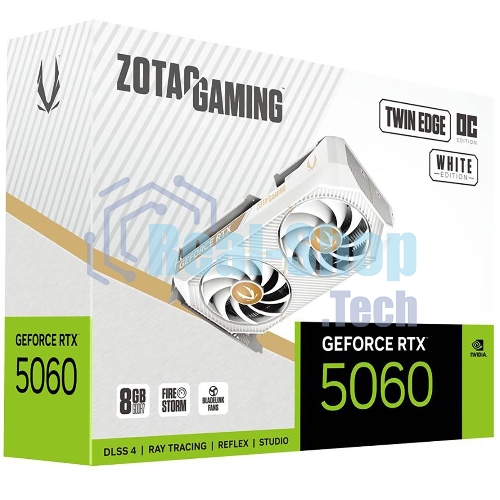 Видеокарта Zotac PCI-E 5.0 RTX 5060 TWIN EDGE OC WHITE ED NVIDIA GeForce RTX 5060 8Gb 128bit GDDR7 2527/28000 HDMIx1 DPx3 HDCP Ret белый