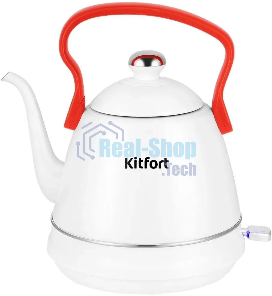 Чайник электрический Kitfort КТ-6793 1л. 1500Вт белый/красный корпус: металл