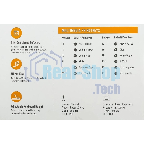 Комплект клавиатура+мышь A4Tech KRS-8372 проводной, USB, 1200 DPI, чёрный