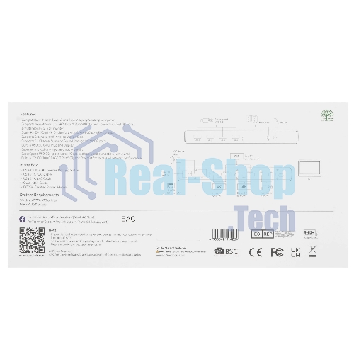 Док-станция WAVLINK WL-UG69DK1, USB Type-C, DisplayPort/HDMI/RJ-45/USB Type-C/Jack 3.5mm, USB