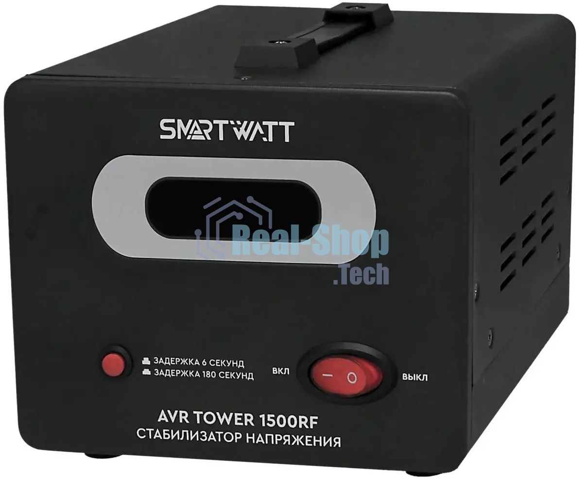 Напольный стабилизатор напряжения SMARTWATT AVR TOWER 1500RF (140W - 260W, 1500VA, 1.5 кВт, 50-60 Гц, розеток - 2, LED-д