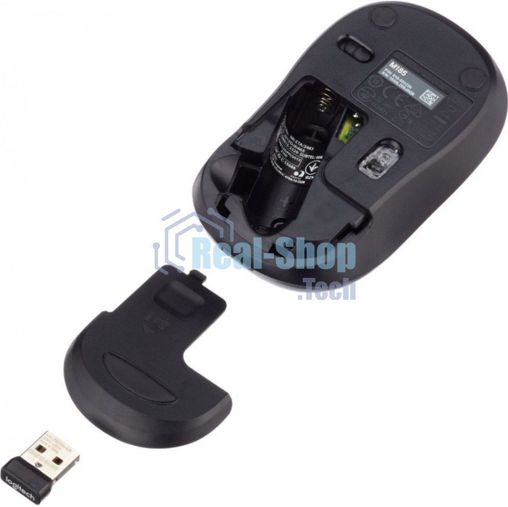 Мышь беспроводная Logitech M185, красный, 1000 dpi, радиоканал, USB, кнопки - 3