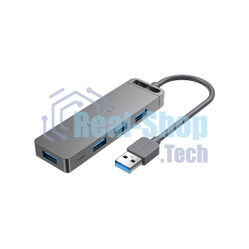 USB-концентратор Vention OTG USB 3.0 на 4 порта серый 1м.