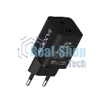 Сетевое зарядное устройство Maxvi A354PD Type-C 20W PD3.0 + USB 2.4A, черный