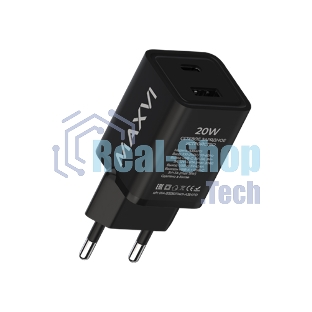 Сетевое зарядное устройство Maxvi A354PD Type-C 20W PD3.0 + USB 2.4A, черный