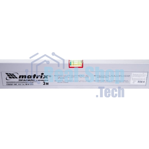 Правило алюминиевое с уровнем Matrix, L-3,0 м, 2 ручки