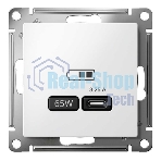 Розетка USB AtlasDesign тип C 65Вт QC PD высокоскор. ЗУ механизм бел. SE ATN000127