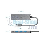 USB-концентратор Vention OTG USB 3.0 на 4 порта серый 1м.