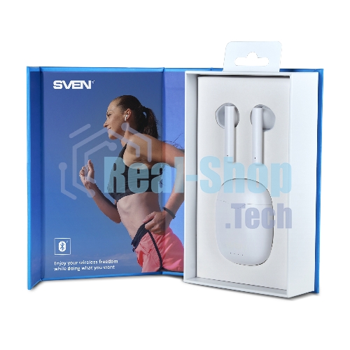Наушники беспроводные внутриканальные с микрофоном SVEN E-727BT белый Bluetooth