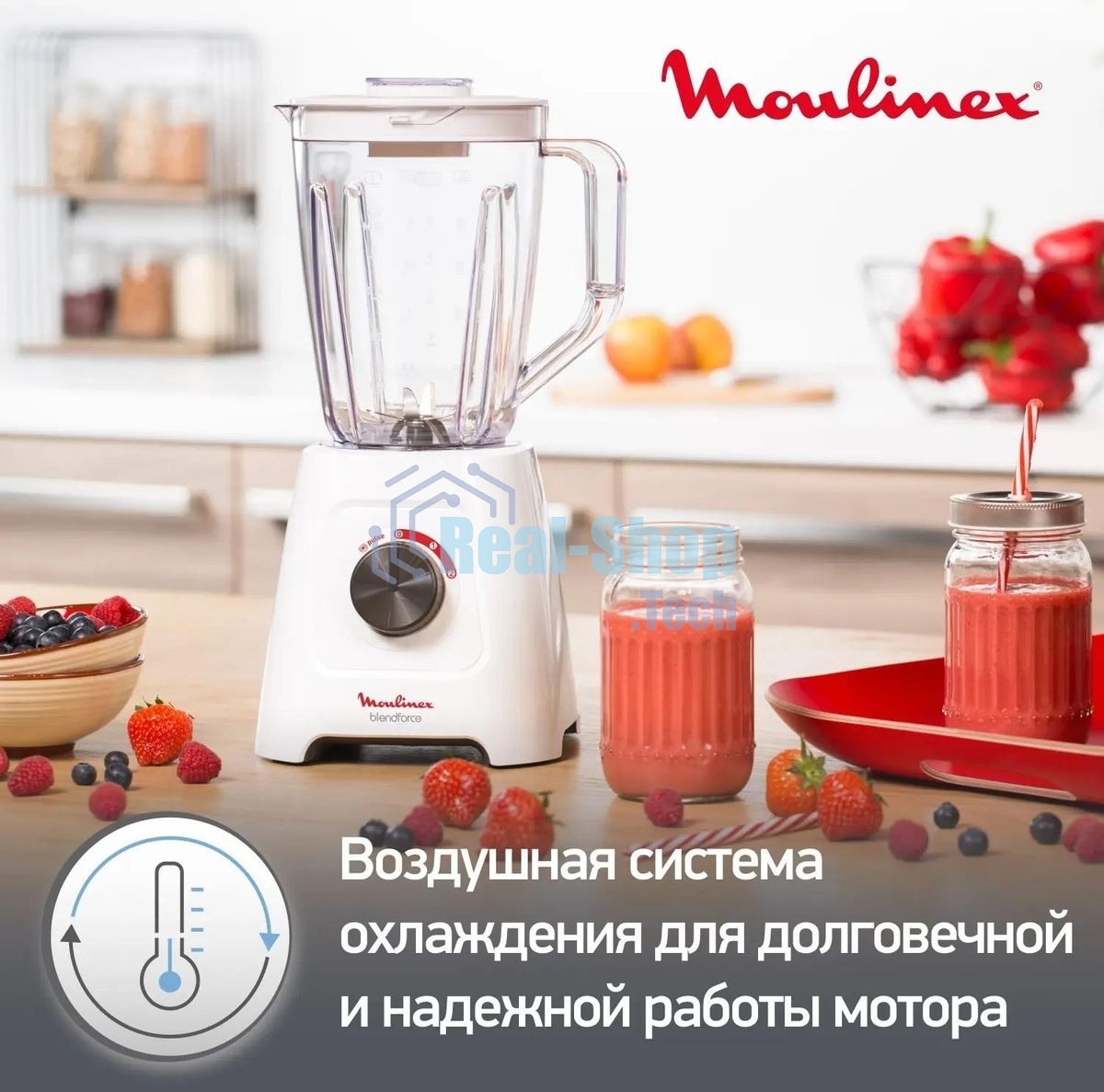 Блендер стационарный Moulinex LM420110 400 Вт, белый