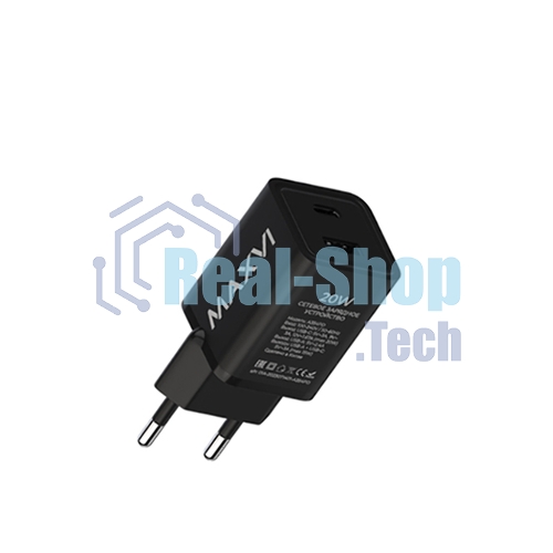 Сетевое зарядное устройство Maxvi A354PD Type-C 20W PD3.0 + USB 2.4A, черный
