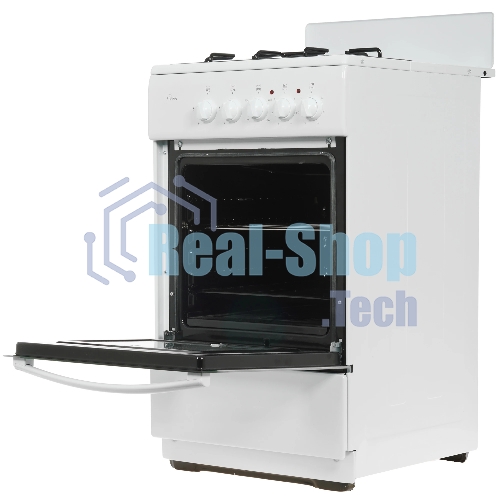 Плита комбинированная Flama RK 2201 W белый, конфорок 2 газовых и 2 электрических, духовка 50 л, 50 см x 85 см x 54 см