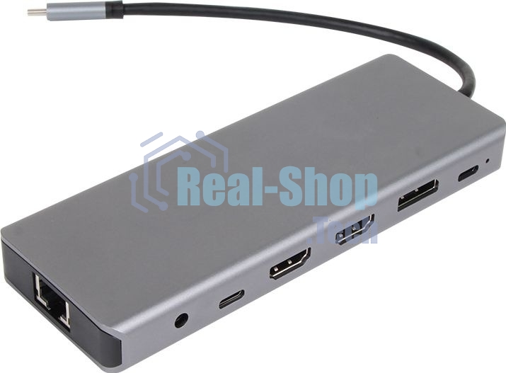 USB-концентратор VCOM CU4706, USB Type-C, HDMI/DP/USB3.0/TC/USB2.0/RJ45/SD/TF/PD/3.5 мм jack, USB Type-C