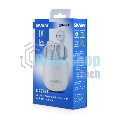 Наушники беспроводные внутриканальные с микрофоном SVEN E-727BT белый Bluetooth