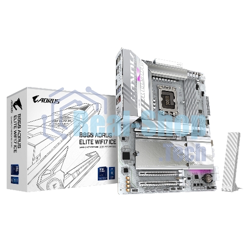 Материнская плата Gigabyte B860 AORUS ELITE WIFI7 ICE, LGA 1851, Intel B860, 4xDDR5, 4xSATA, 3xM.2, 1xPCIe 5.0 x16, 2xPCIe 4.0 x1, 1xHDMI, 2xDP, 1x 2.5Gb LAN, 6xUSB-A 3.2, 1xUSB-C 3.2, 4xUSB-A 2.0, 2x3.5 мм, 7.1, ATX