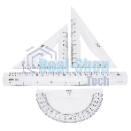 Набор линеек Deli Pioneer EG00412, пластик, прозрачный, в комплекте: линейка 20 см/треугольник 2 шт/транспортир, европодвес