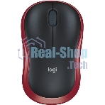 Мышь беспроводная Logitech M185, красный, 1000 dpi, радиоканал, USB, кнопки - 3