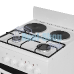 Плита комбинированная Flama RK 2201 W белый, конфорок 2 газовых и 2 электрических, духовка 50 л, 50 см x 85 см x 54 см