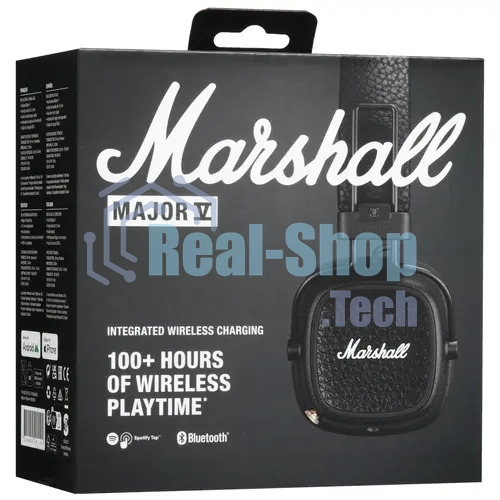 Беспроводные/проводные наушники Marshall Major V черный, накладные, Bluetooth + проводной, беспроводная зарядка, до 100 ч