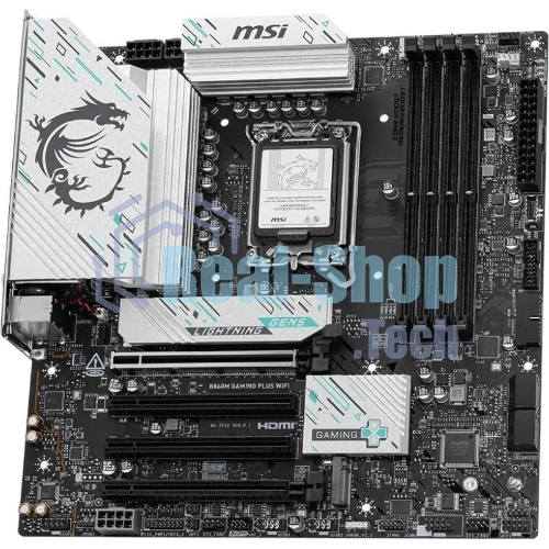Материнская плата MSI B860M GAMING PLUS WIFI, LGA 1851, Intel B860, 4xDDR5, 4xSATA, 3xM.2, 1xPCIe 4.0 x4, 1xPCIe 5.0 x16, 1xDP, 1xHDMI, 1xUSB-C, 1x 5Gb LAN, 3xUSB-A 2.0, 2xUSB-A 3.2 Gen 1, 1xUSB 3.2 Gen 2, 7.1, 3x3.5 мм, mATX