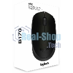 Мышь беспроводная Logitech B170 черный, 1000 dpi, радиоканал, USB, кнопки - 3