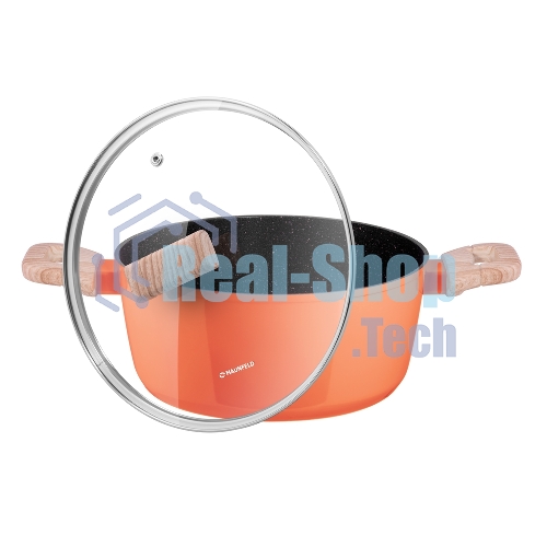 Кастрюля Maunfeld MARTA MCS41FA06CL из кованого алюминия со стеклянной крышкой, 24 см, 4,1 л.