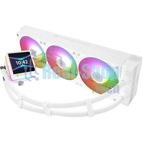 Водяное охлаждение для процессора Thermalright Grand Vision 360 (360mm, LED, White, ARGB/Fans: 3x120mm, 80.45CFM, 29.4dBA, 2150RPM/Pump height 72.5mm, 6400RPM, Rad thickness 27mm/S: 1700, 1200, 1851, 115X, 2011, 2066, AM5, AM4)