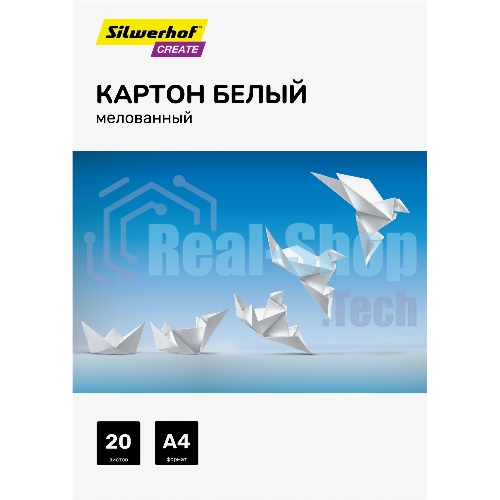 Картон белый Silwerhof мелованный 20л. A4 Create 240г/м2 обл.мел.картон ПЭТ 200x280мм