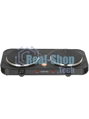 Плита настольная электрическая Centek CT-1507 черный, 2 кВт, ТЭН, конфорки - 2, эмаль, поворотные переключатели