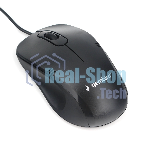 Мышь проводная Gembird MOP-100 черный, 1000 dpi, USB, кнопки - 3