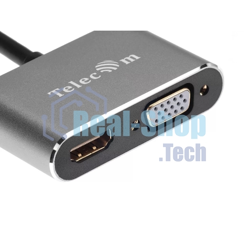 USB-концентратор Telecom TUC055, USB Type-C, HDMI/USB/PD/VGA, USB