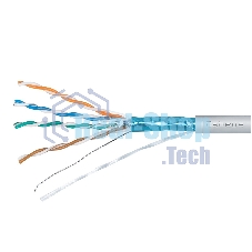 Кабель витая пара F/UTP 5e кат. 4 пары Cabeus FTP-4P-Cat.5e-SOLID-GY 24AWG(0.51 мм), медь, одножильный (solid), внутренний, PVC, нг(A)-LS, серый, уп/3