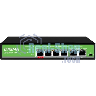 Коммутатор Digma DSP204G-2G-T80, 6×1 Гбит/с, неуправляемый