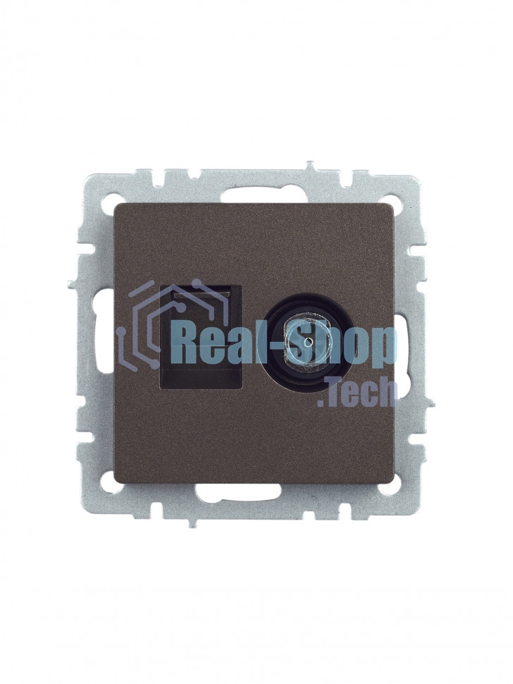 Розетка телевизионная двойная TV+RJ45 IEK BRITE РТВ/РК12-БрТБ кат.5E темная бронза