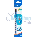 Карандаш чернографитный Deli EC016-2B U-Touch 2B, трехгранный, (12шт) ластик