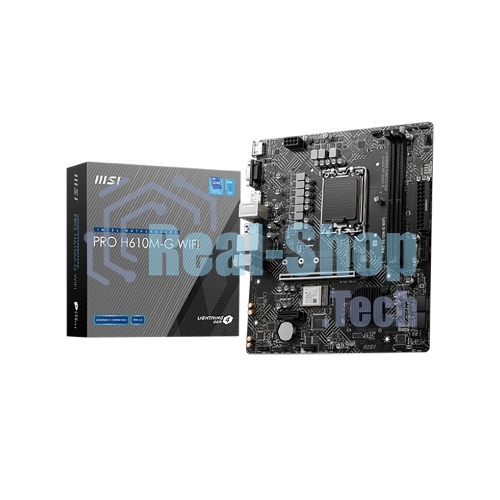 Материнская плата MSI PRO H610M-G WIFI H610, LGA1700, 2*DDR5, 1*PCIEx16, 1*PCIEx1, 1*M.2, 4*USB3.2Gen1, 6*USB2.0, 4*SATA3.0, 1G, VGA, DP, HDMI, M-ATX, RTL