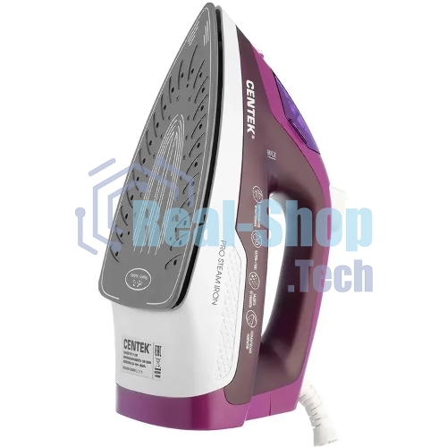 Утюг Centek CT-2348 фиолетовый, 1600 Вт, 20 г/мин, 80 г/мин, 200 мл