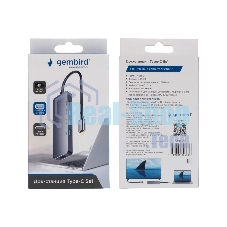 USB-концентратор Gembird UHB-D1, USB Type-C, USB/USB Type-C/PD100W/HDMI, USB Type-C