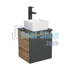 Тумба Bau Dream Blackwood 35 с ящиком, графит, раковина BAU Mini 37х23, смеситель для раковины высокий Hotel Still, нержавеющая сталь Тумба Bau Dream Blackwood 35 с ящиком, графит, раковина BAU Mini 37х23, смеситель для раковины высокий Hotel Still, нержавеющая сталь