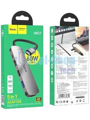 USB-концентратор Hoco HB27, USB Type-C, HDMI/PD/USB 3.0/USB 2.0, USB Type-C
