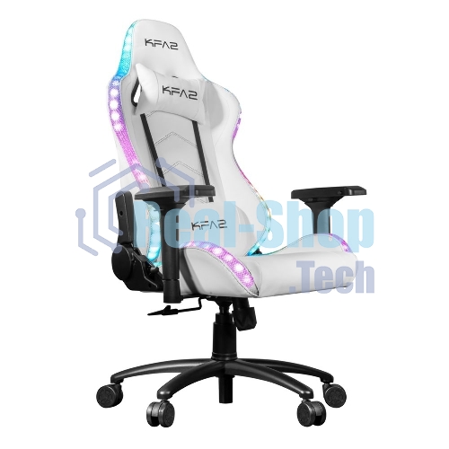 Кресло KFA2 Gaming Chair 01 RGB SE белый, экокожа, RGB-подсветка, подголовник