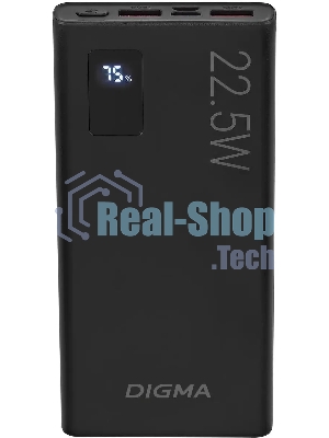 Портативный аккумулятор Digma DGPF10A 10000mAh QC3.0/PD3.0 22.5W 5A 2xUSB-A/USB-C черный