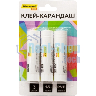 Клей-карандаш Silwerhof Daily 15гр ПВП блистер (упаковка:3шт)