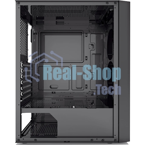 Корпус без блока питания PCCOOLER MA100 MESH BK, Mesh Mid Tower, черный, TG, 0.4 SPCC, 3x120мм ARGb ATX, mATX, mITX 160/310/180мм 2x2.5