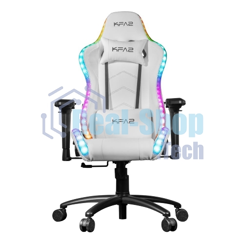 Кресло KFA2 Gaming Chair 01 RGB SE белый, экокожа, RGB-подсветка, подголовник