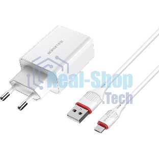 Сетевое зарядное устройство BOROFONE (6931474702470) B21Am белый 1USB 3.0A QC3.0 быстрая зарядка
