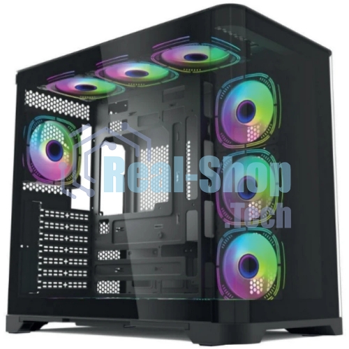 Компьютерный корпус Forza Forza FZ-G42B Seaview TG ATX Case, black, w/o psu, Curved Tempered glass front panel, 1x3,5